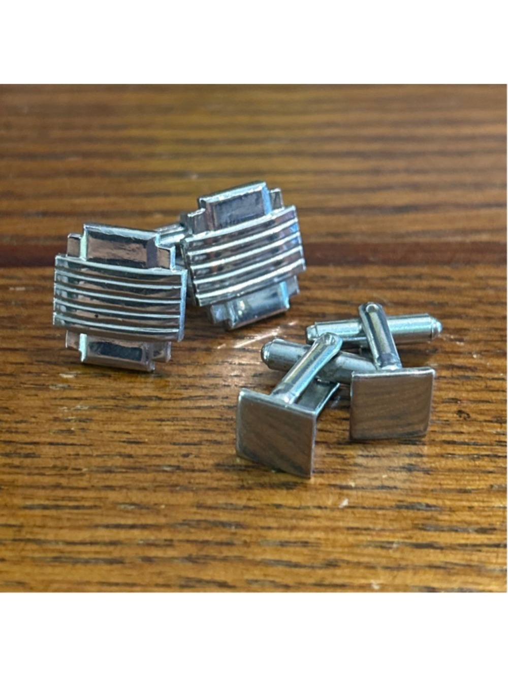 Men's set of 2 Cuff Links Silver tone